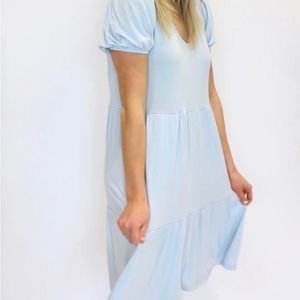 Dex v-neck babydoll dress in Light Sky blue